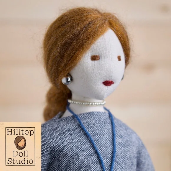 Fabric Doll "Clara" Handcrafted Textile Cloth Heirloom Primitive Doll - Picture 3 of 14